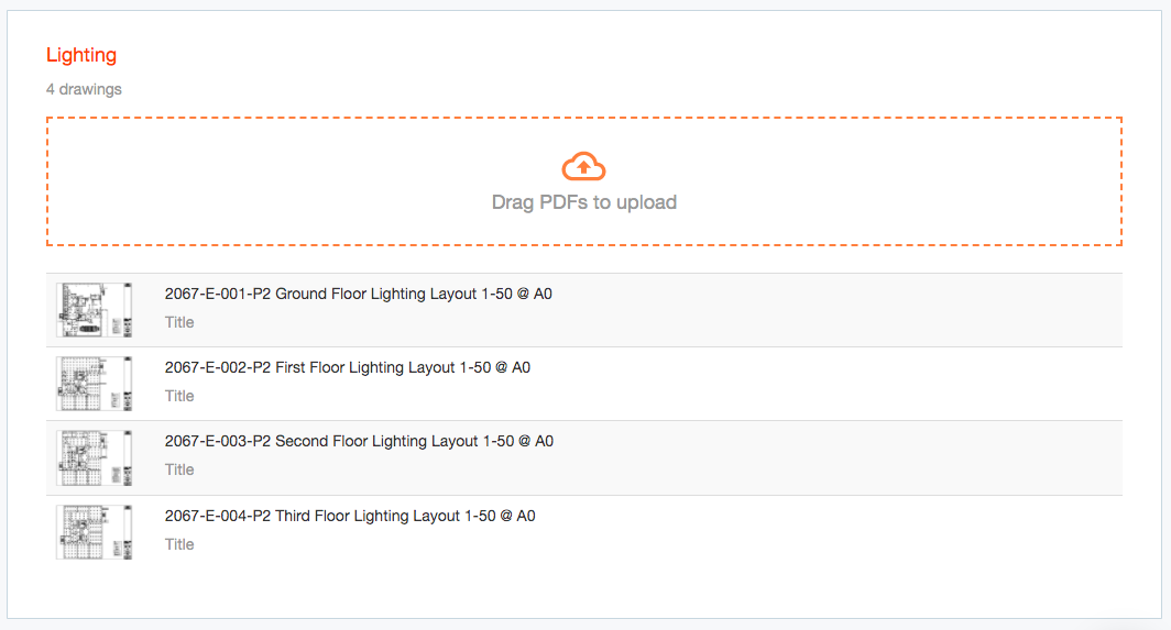 Upload drawings under each discipline in Countfire