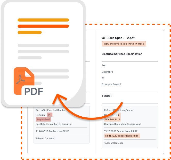 Document comparison saved as PDF record