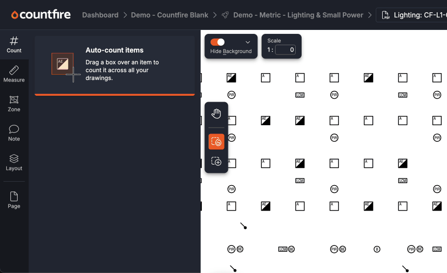 Countfire takeoff counting demo