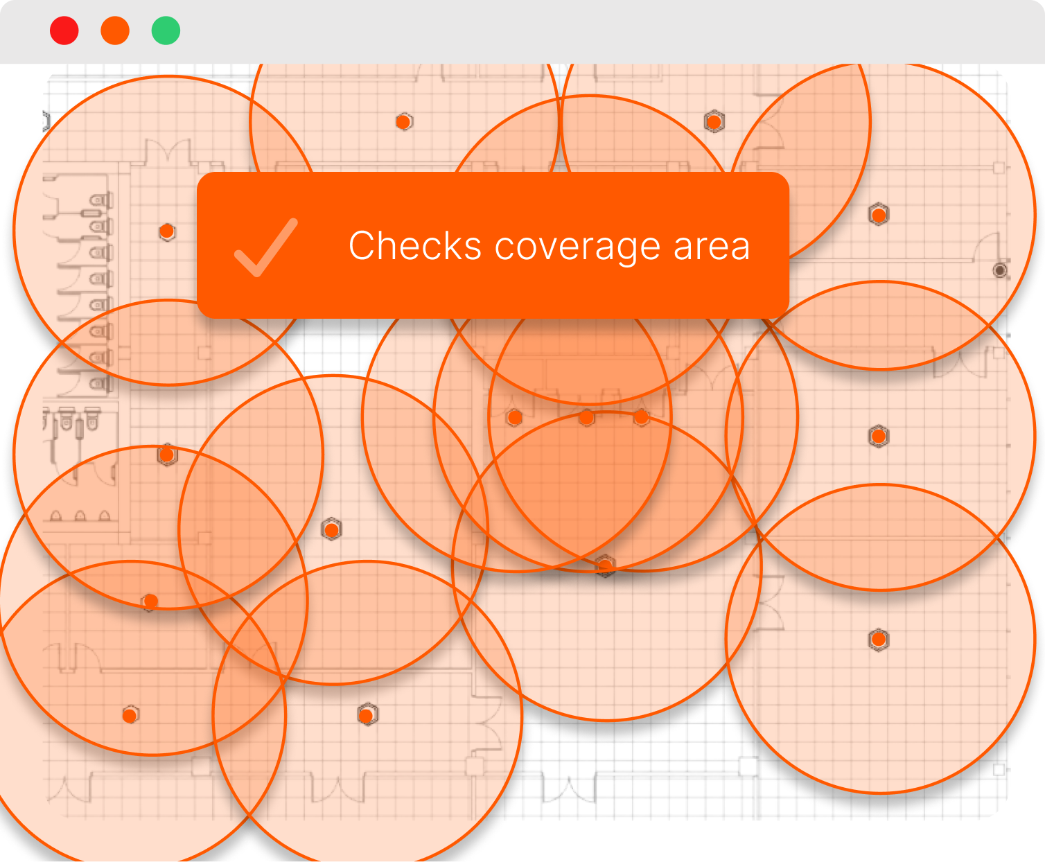 Coverage area tool checking detection across a drawing in Countfire